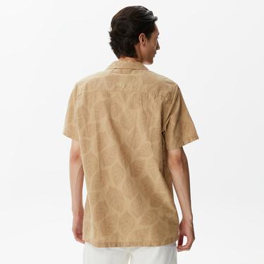  Nautica Erkek Bej Classic Fit Kısa Kollu Gömlek