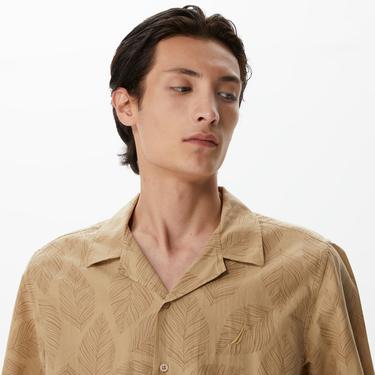  Nautica Erkek Bej Classic Fit Kısa Kollu Gömlek