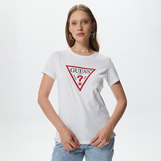  Guess Original Kadın Beyaz T-Shirt