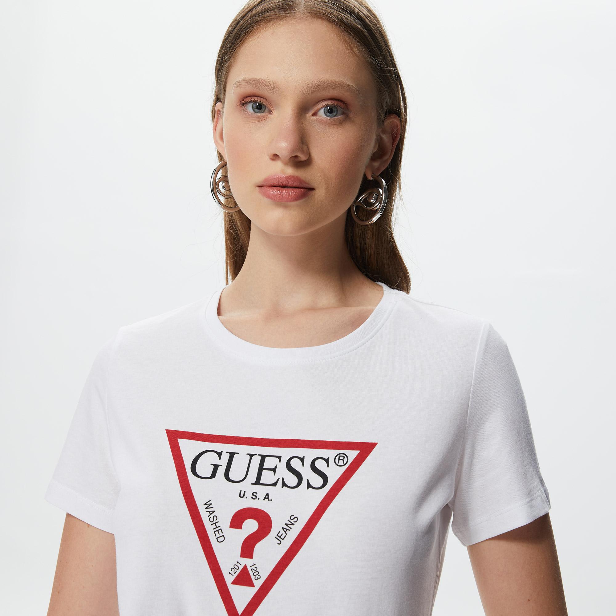 Guess Original Kadın Beyaz T-Shirt