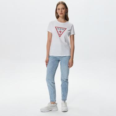  Guess Original Kadın Beyaz T-Shirt