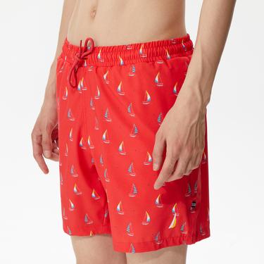  Nautica Erkek Kırmızı Baskılı Deniz Şortu