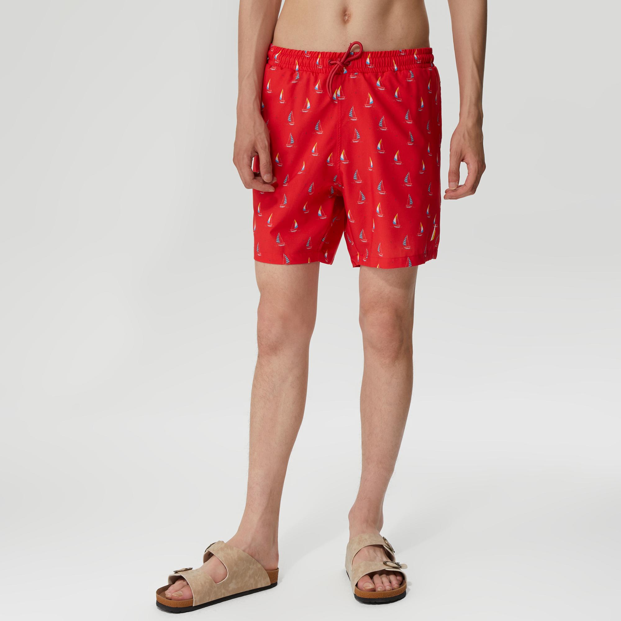 Nautica Erkek Kırmızı Baskılı Deniz Şortu