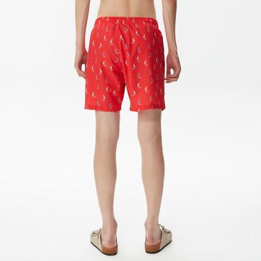  Nautica Erkek Kırmızı Baskılı Deniz Şortu
