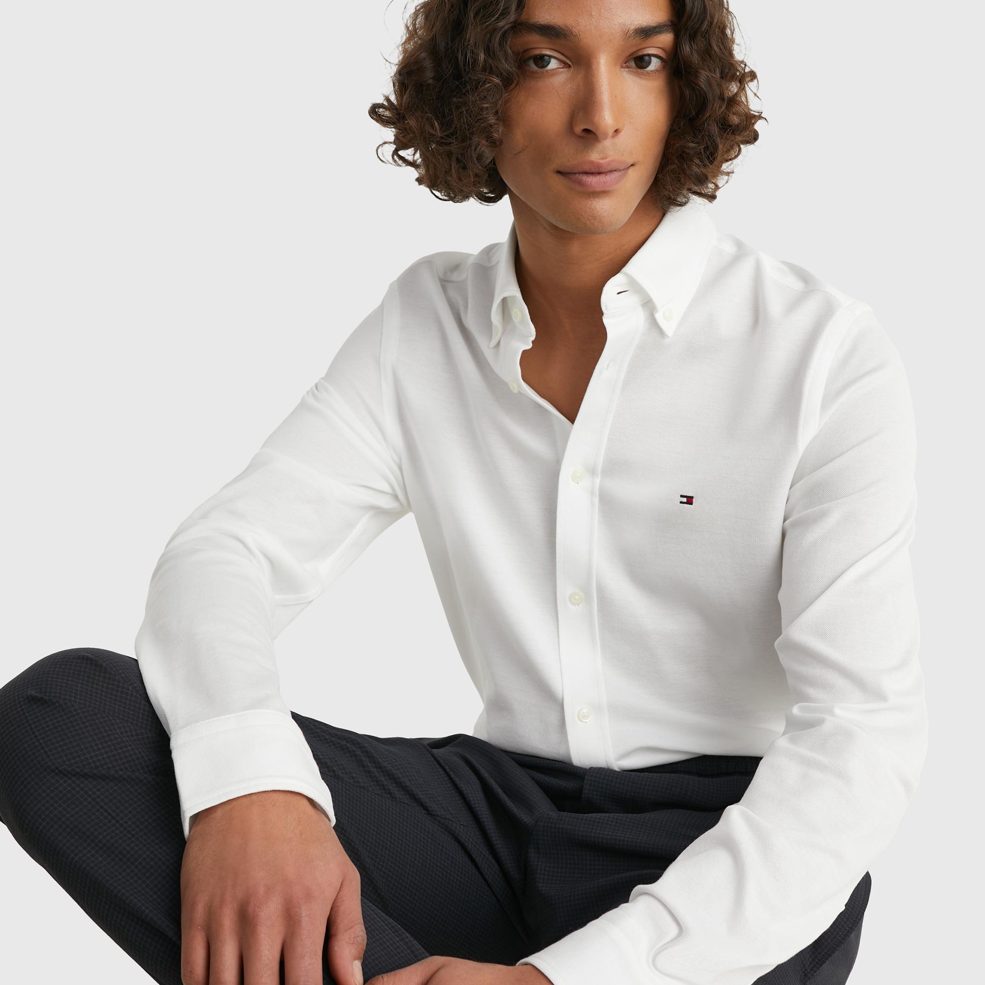 Tommy Hilfiger 985 Knitted Sf Erkek Beyaz Gömlek