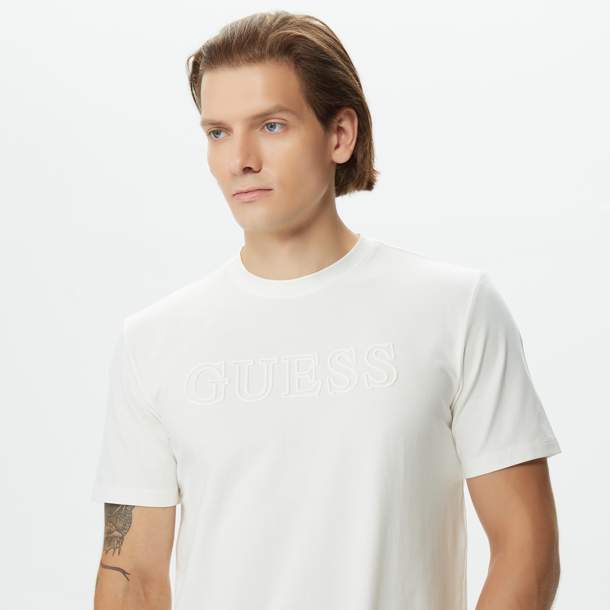 Guess Alphy Erkek Beyaz T-Shirt