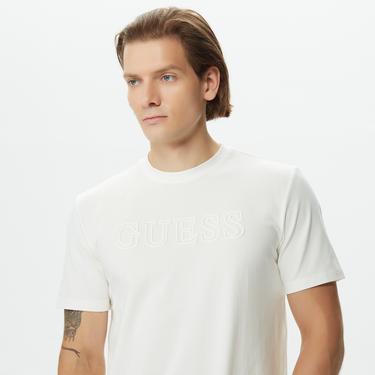  Guess Ss Alphy Mid Organicetch 180 Erkek Krem T-Shirt