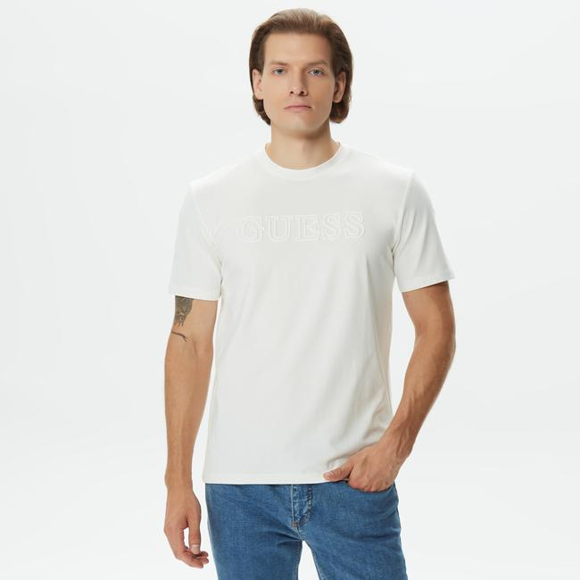  Guess Ss Alphy Mid Organicetch 180 Erkek Krem T-Shirt
