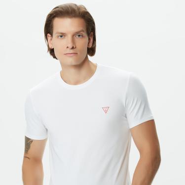  Guess Str Mid Organic Stretch Jersey 180 Erkek Beyaz T-Shirt