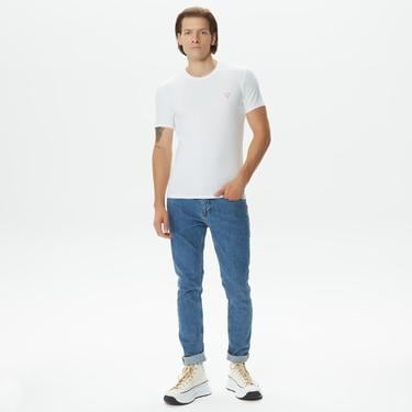  Guess Str Mid Organic Stretch Jersey 180 Erkek Beyaz T-Shirt