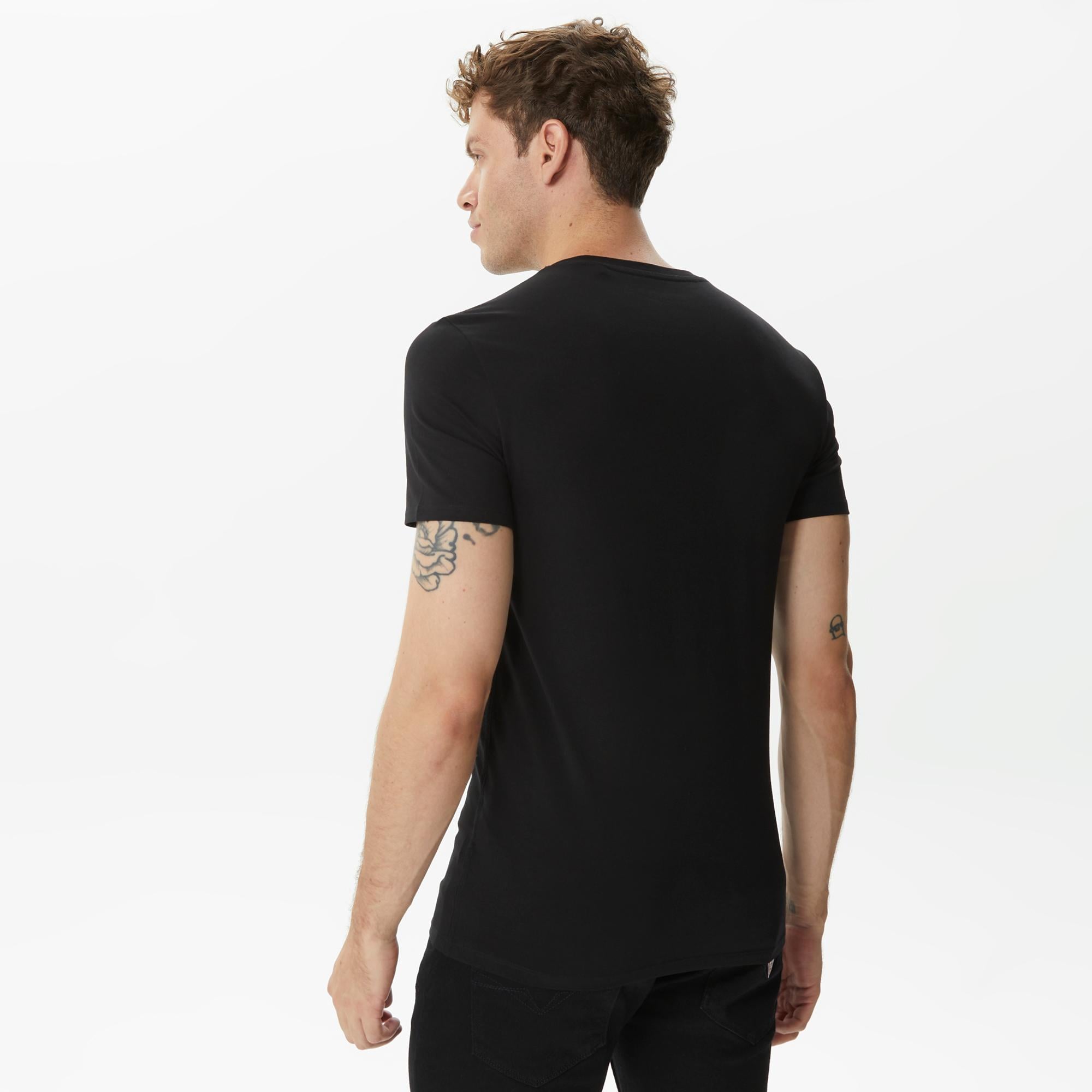 Guess Str Mid Organic Stretch Jersey 180 Erkek Siyah T-Shirt