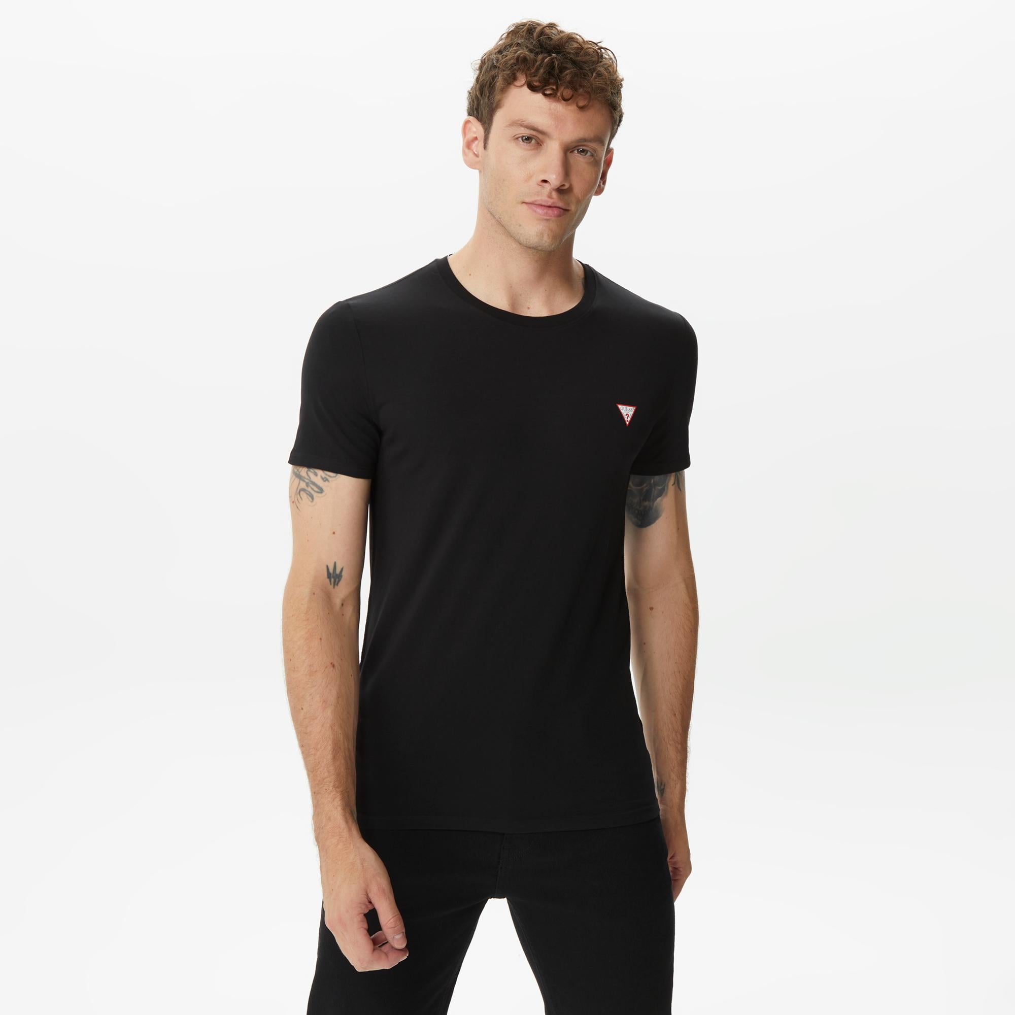 Guess Str Mid Organic Stretch Jersey 180 Erkek Siyah T-Shirt