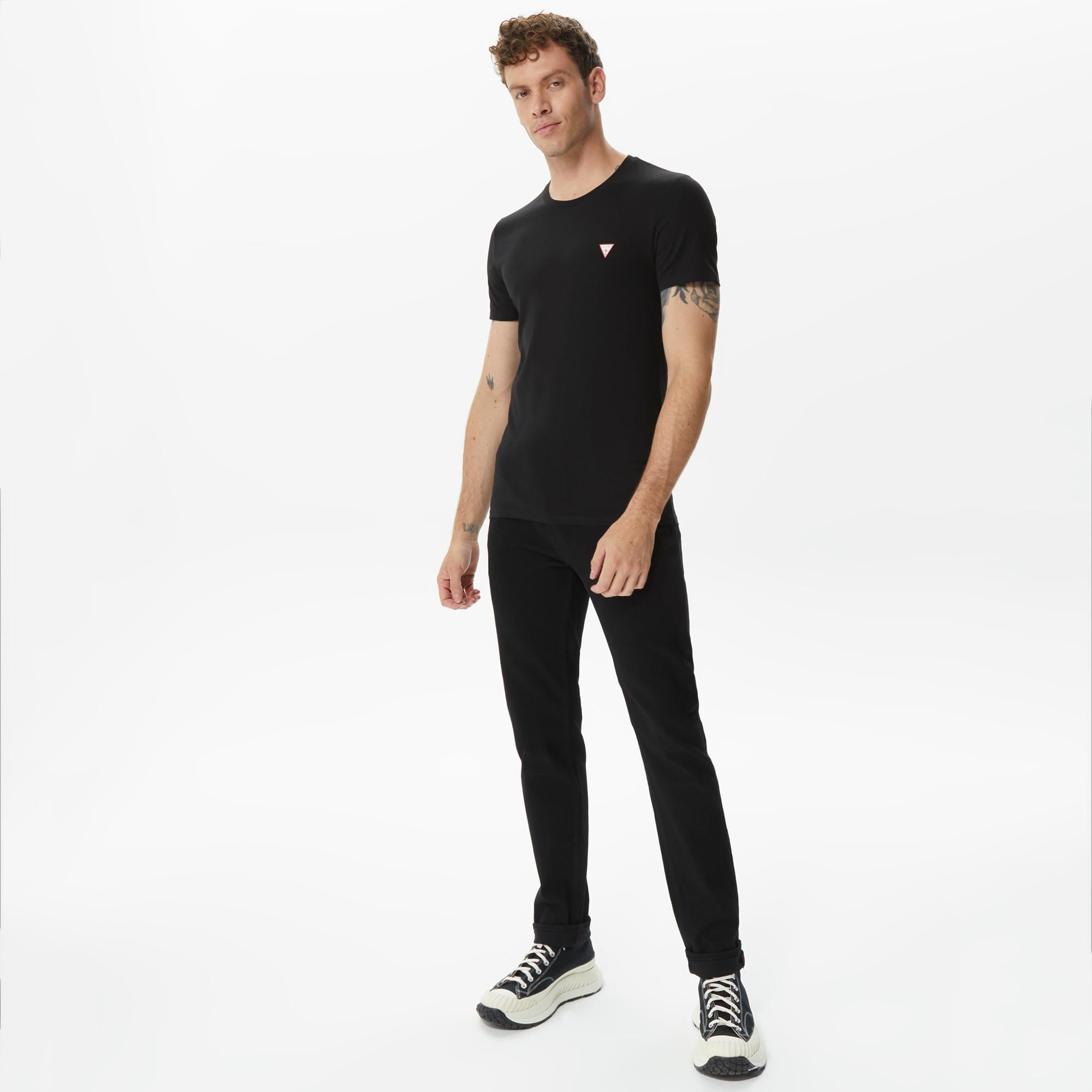 Guess Str Mid Organic Stretch Jersey 180 Erkek Siyah T-Shirt