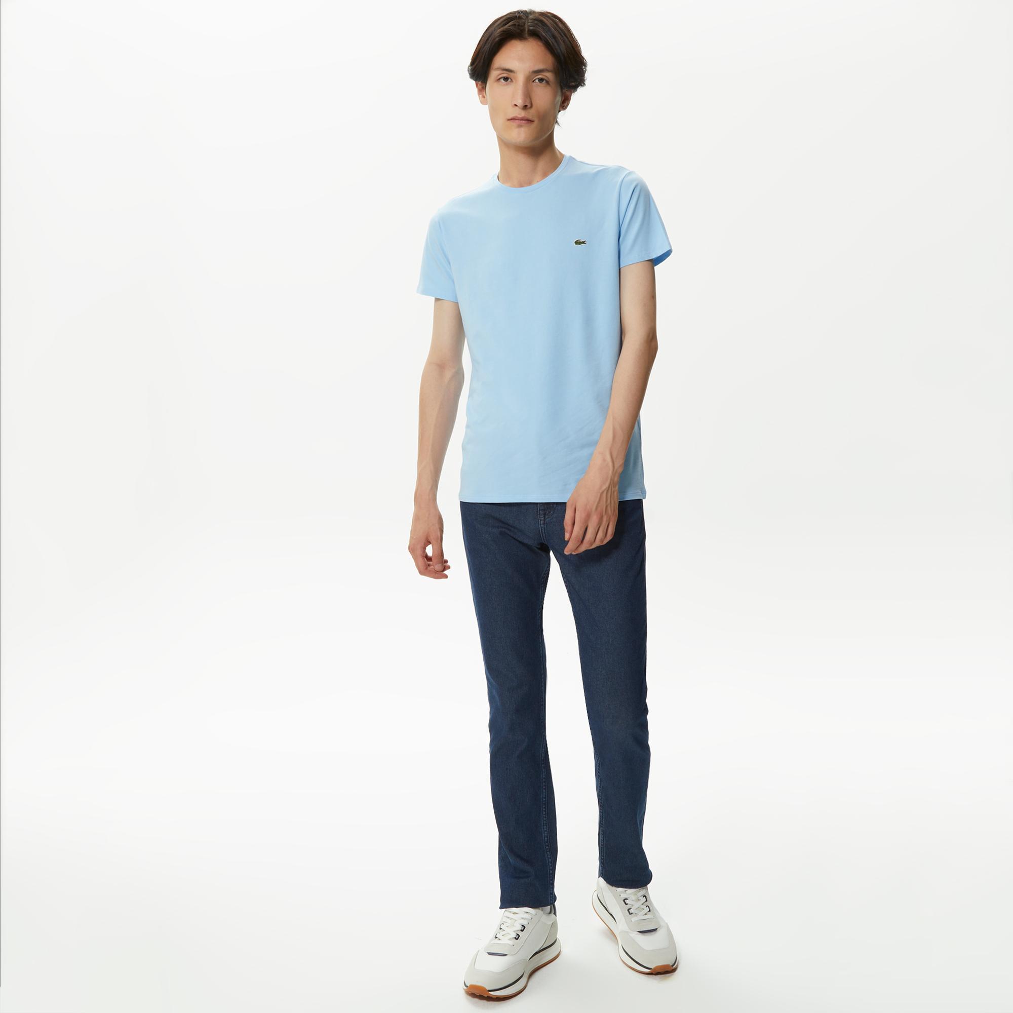 Lacoste Erkek Slim Fit Bisiklet Yaka Mavi T-Shirt