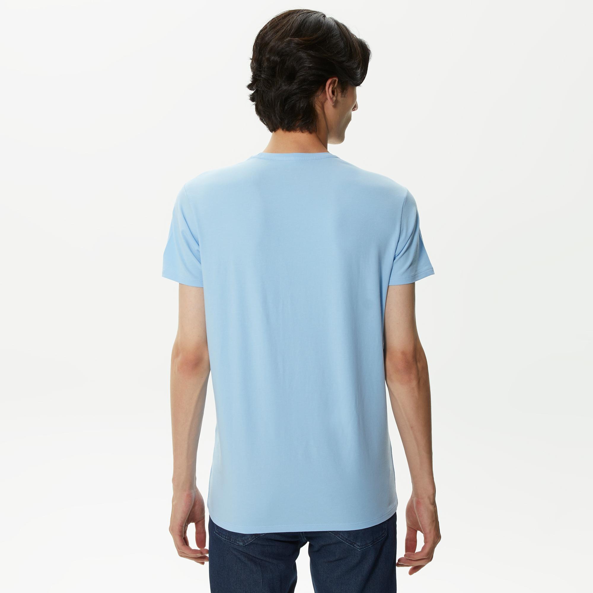 Lacoste Erkek Slim Fit Bisiklet Yaka Mavi T-Shirt