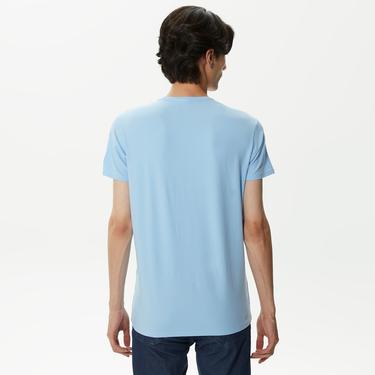  Lacoste Erkek Slim Fit Bisiklet Yaka Mavi T-Shirt