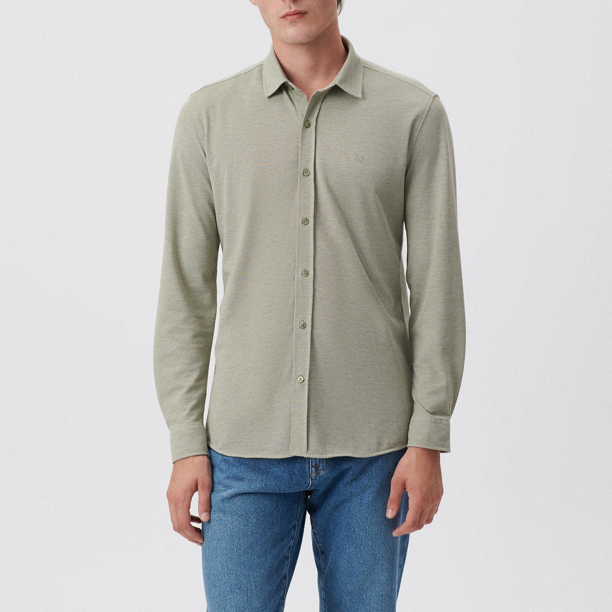 Mavi Yeşil Gömlek Fitted / Vücuda Oturan Kesim 0210294-32344