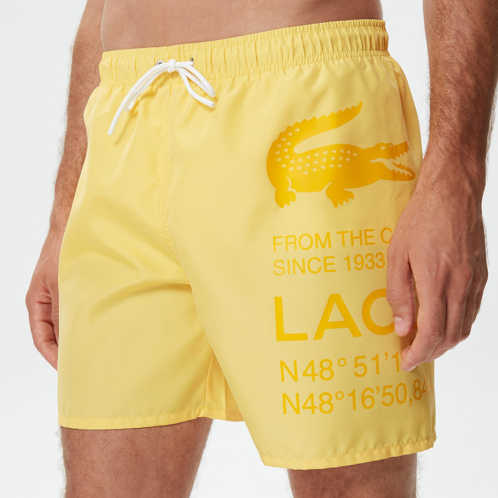 Erkek Baskılı Sarı Mayo Şort