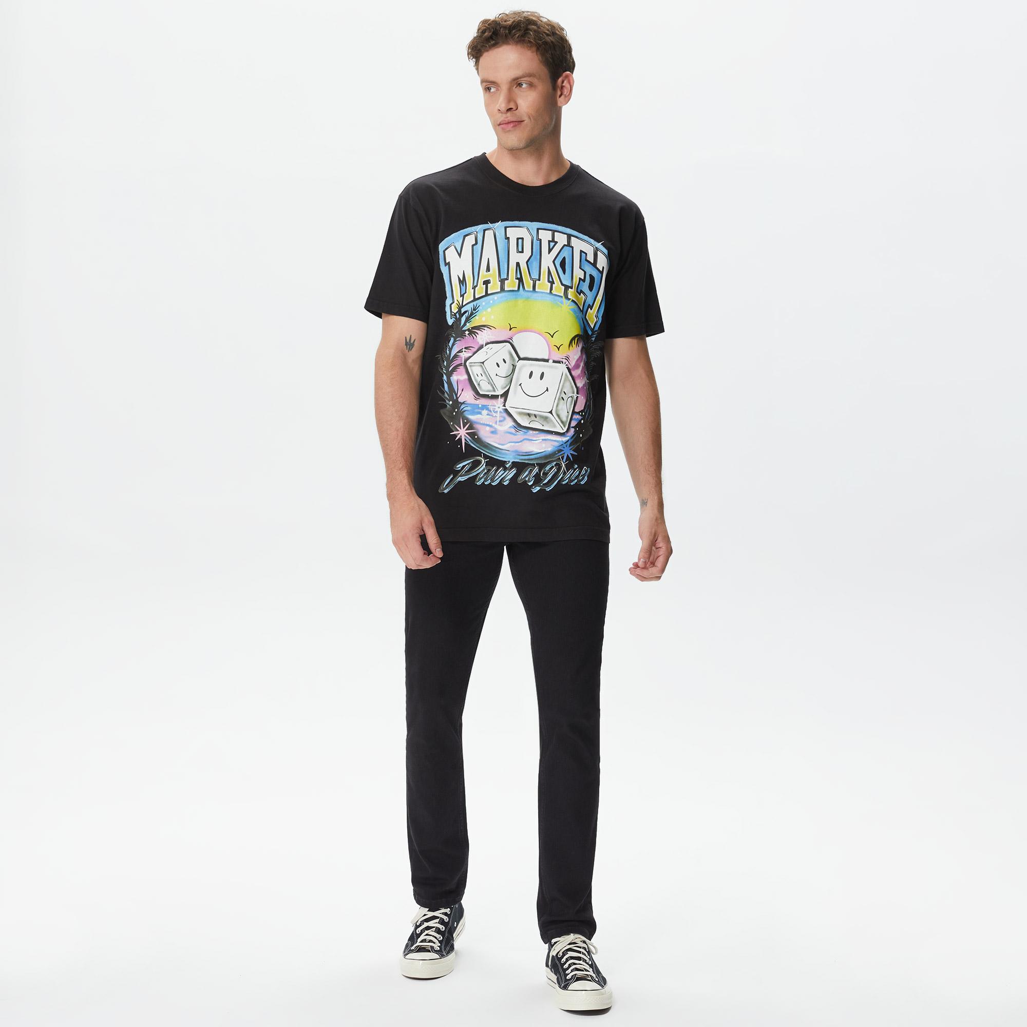 Market Smiley Pair of Dice Erkek Siyah T-Shirt