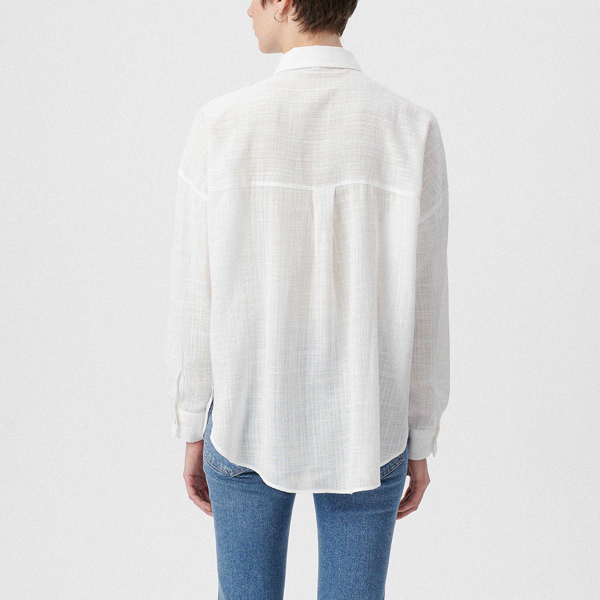 Mavi Beyaz Gömlek Oversize / Geniş Kesim 1210404-70057