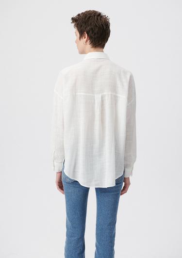  Mavi Beyaz Gömlek Oversize / Geniş Kesim 1210404-70057