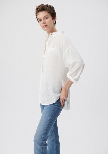  Mavi Beyaz Gömlek Oversize / Geniş Kesim 1210404-70057