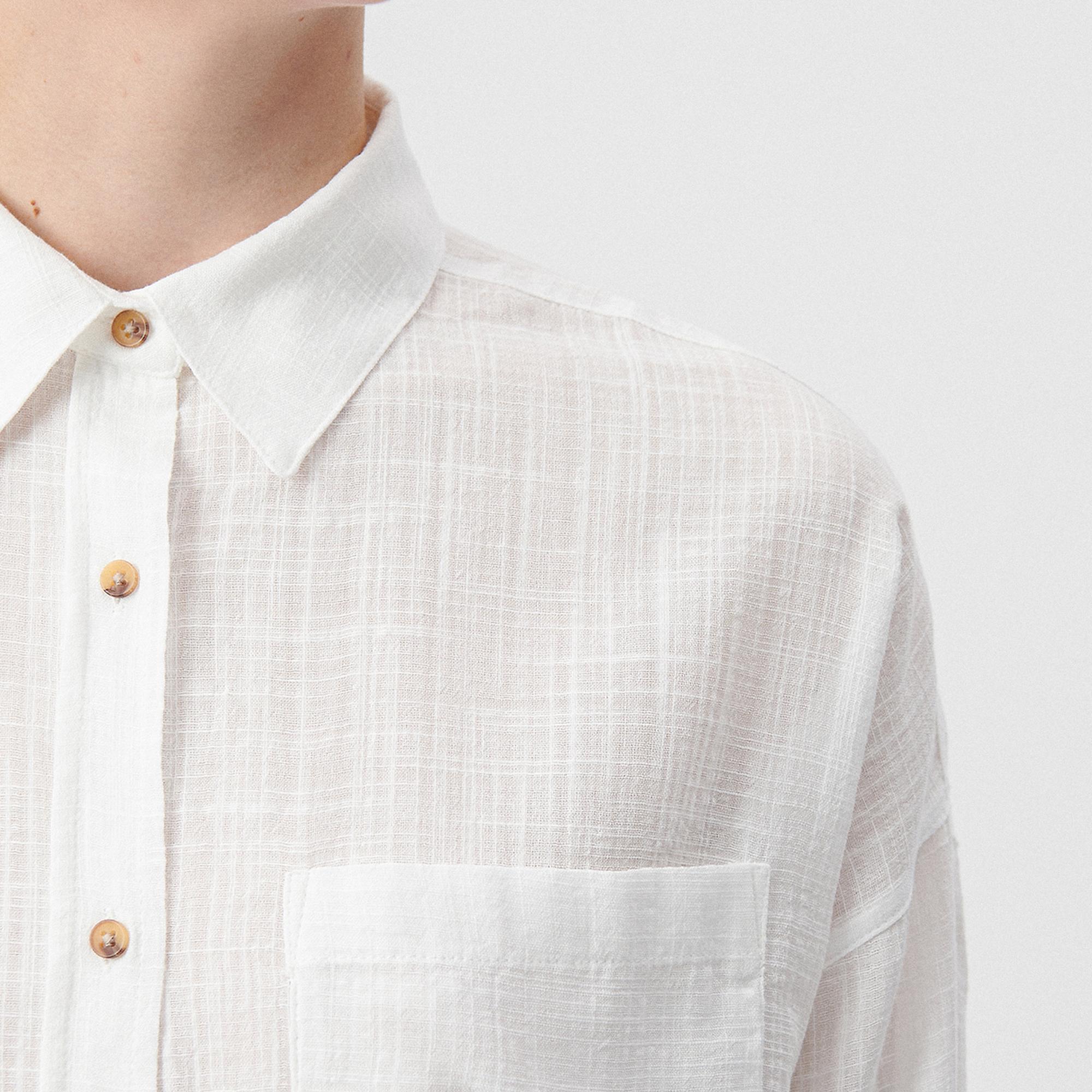 Mavi Beyaz Gömlek Oversize / Geniş Kesim 1210404-70057