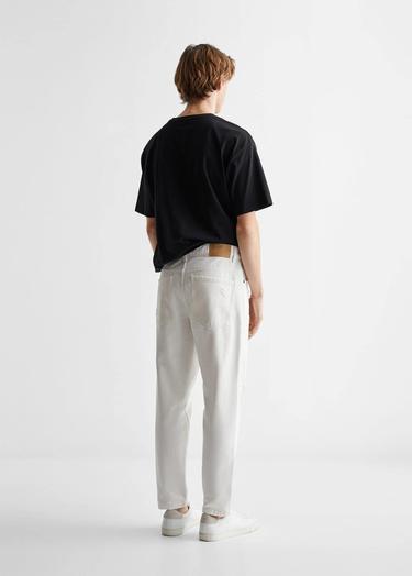 Mango Çocuk Yırtık Tapered Jean Beyaz