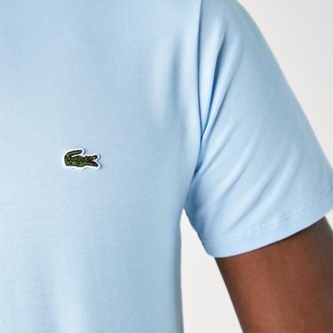  Erkek Slim Fit Bisiklet Yaka Mavi T-Shirt