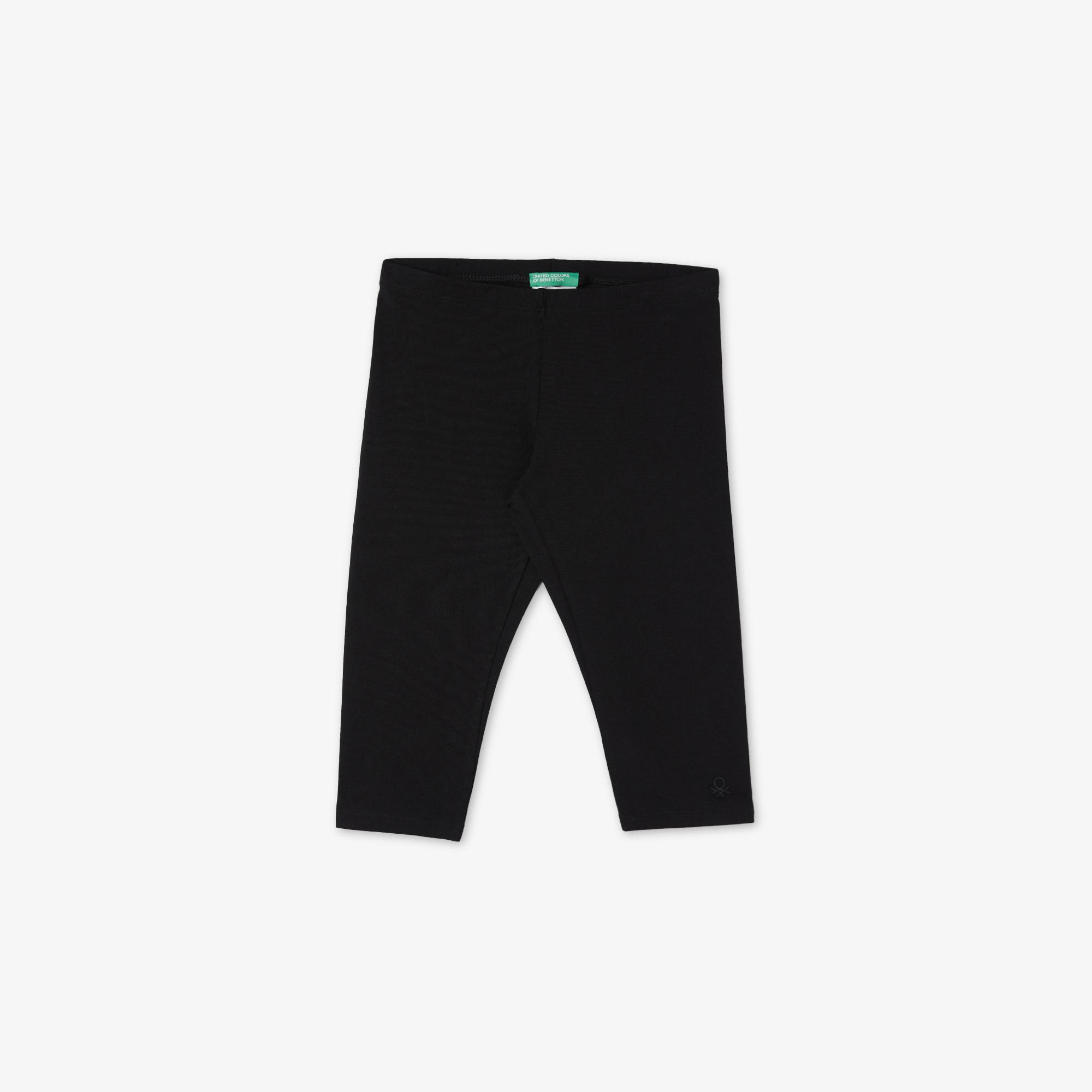 Benetton Logo Kapri Tayt Çocuk Siyah Tayt