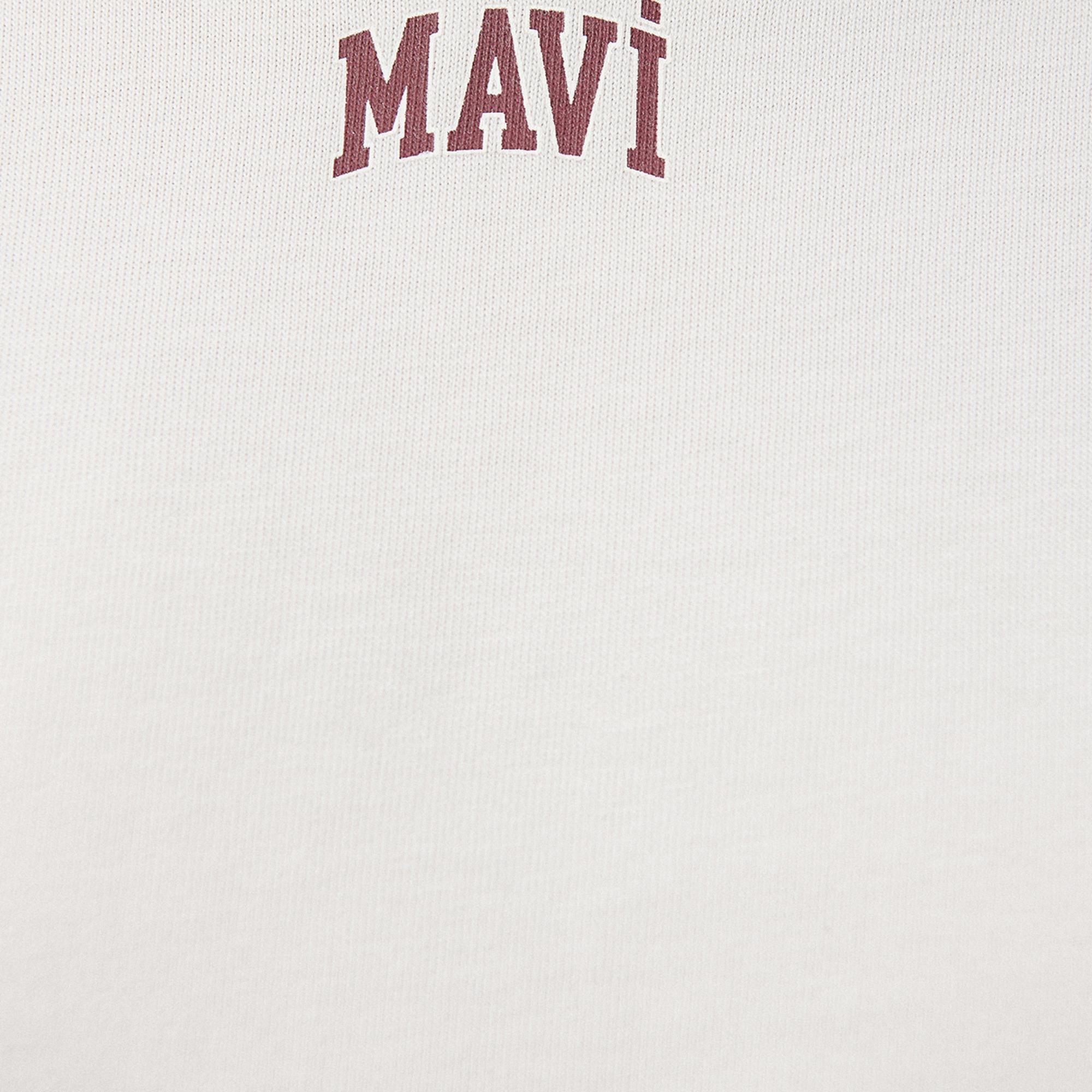 Mavi Mavi Logo Baskılı Bej Crop Tişört Crop / Kısa Kesim 1611585-70136