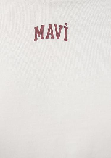  Mavi Mavi Logo Baskılı Bej Crop Tişört Crop / Kısa Kesim 1611585-70136