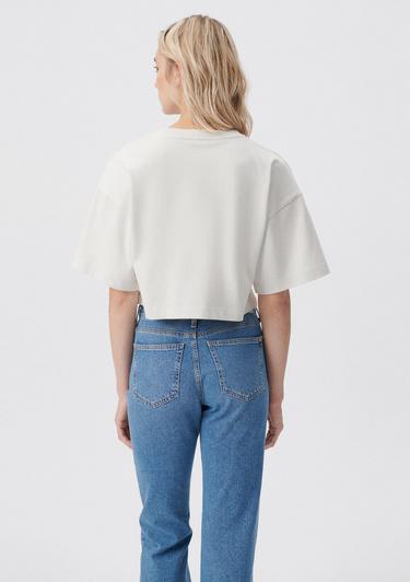  Mavi Mavi Logo Baskılı Bej Crop Tişört Crop / Kısa Kesim 1611585-70136