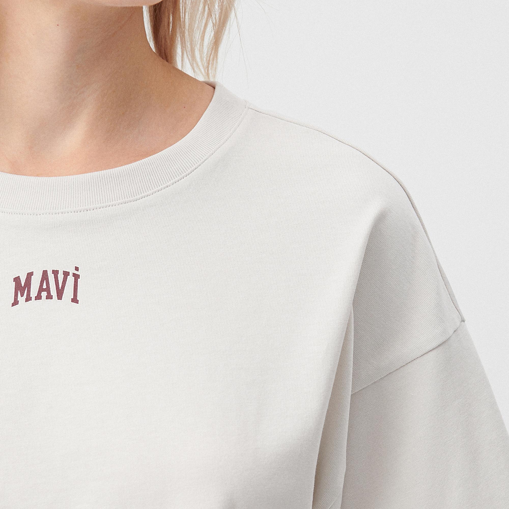 Mavi Mavi Logo Baskılı Bej Crop Tişört Crop / Kısa Kesim 1611585-70136