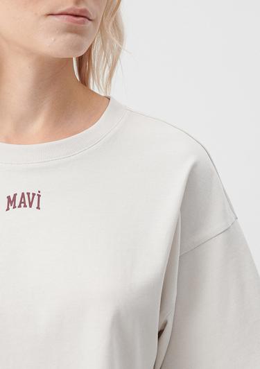 Mavi Mavi Logo Baskılı Bej Crop Tişört Crop / Kısa Kesim 1611585-70136
