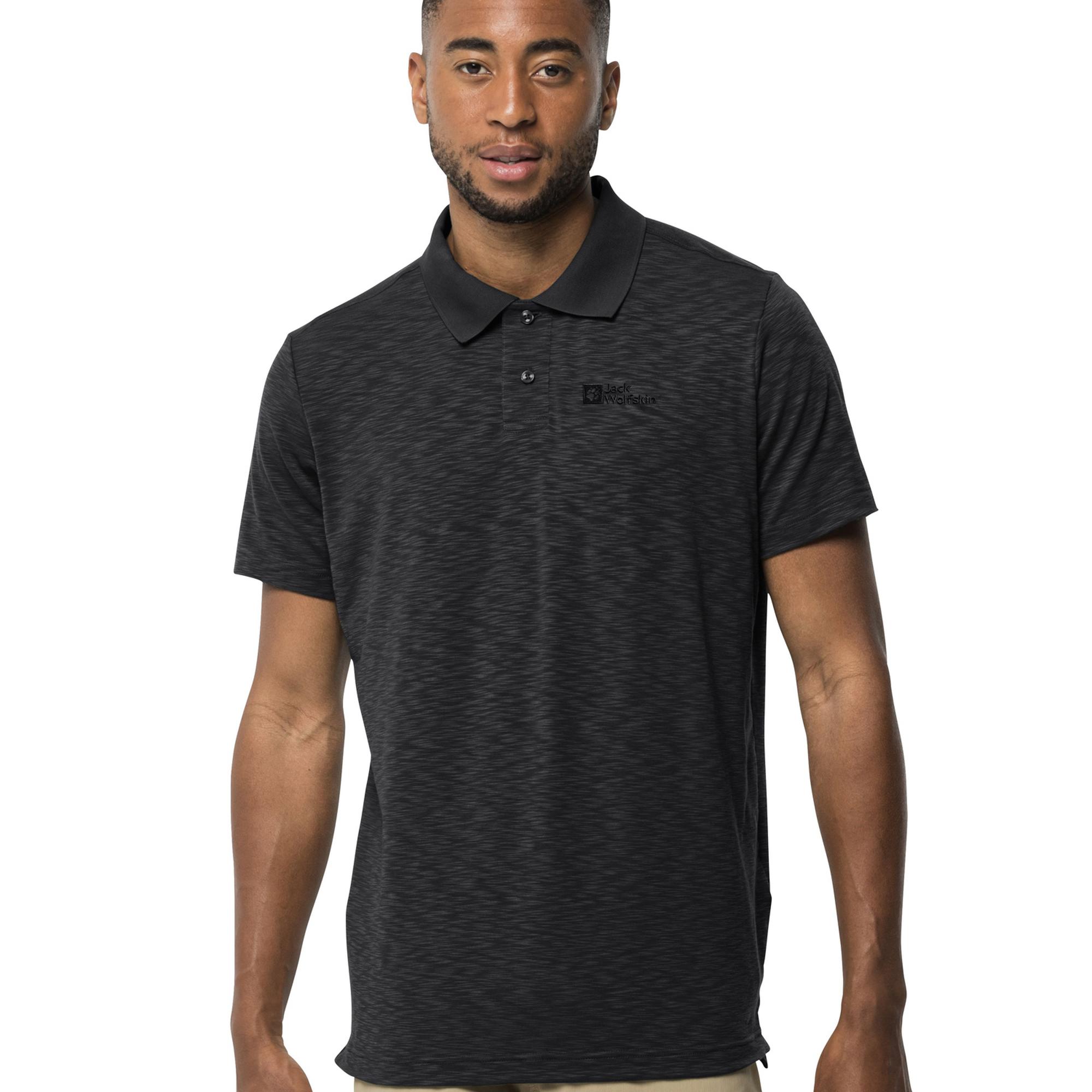 Jack Wolfskin Travel Polo Erkek Siyah Tişört