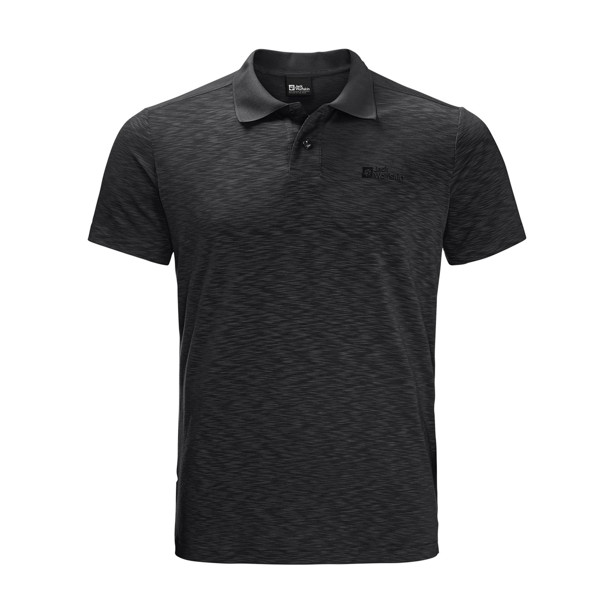 Jack Wolfskin Travel Polo Erkek Siyah Tişört