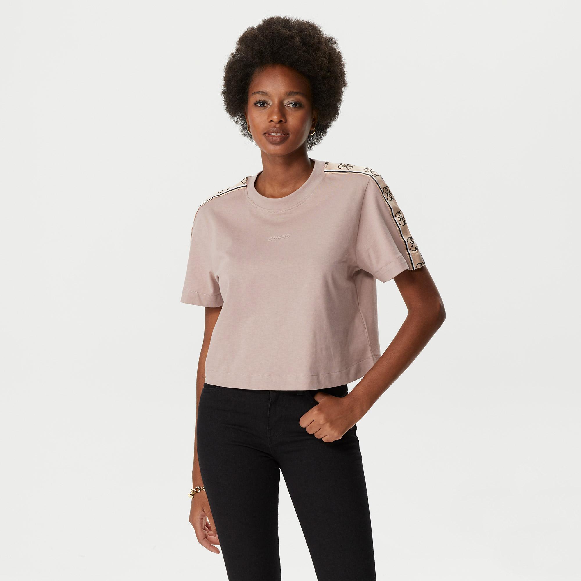Guess Britney Crop Kadın Açık Pembe T-Shirt