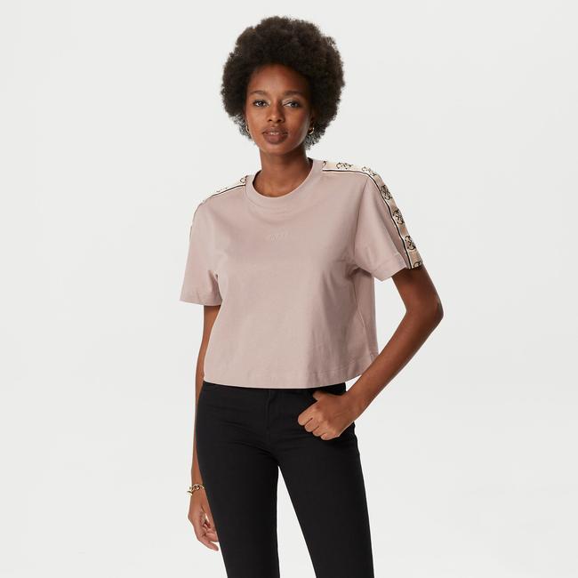  Guess Britney Crop Kadın Açık Pembe T-Shirt