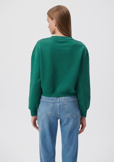  Mavi Mavi Logo Baskılı Yeşil Crop Sweatshirt 1611601-71874