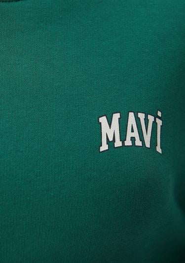  Mavi Mavi Logo Baskılı Yeşil Crop Sweatshirt 1611601-71874