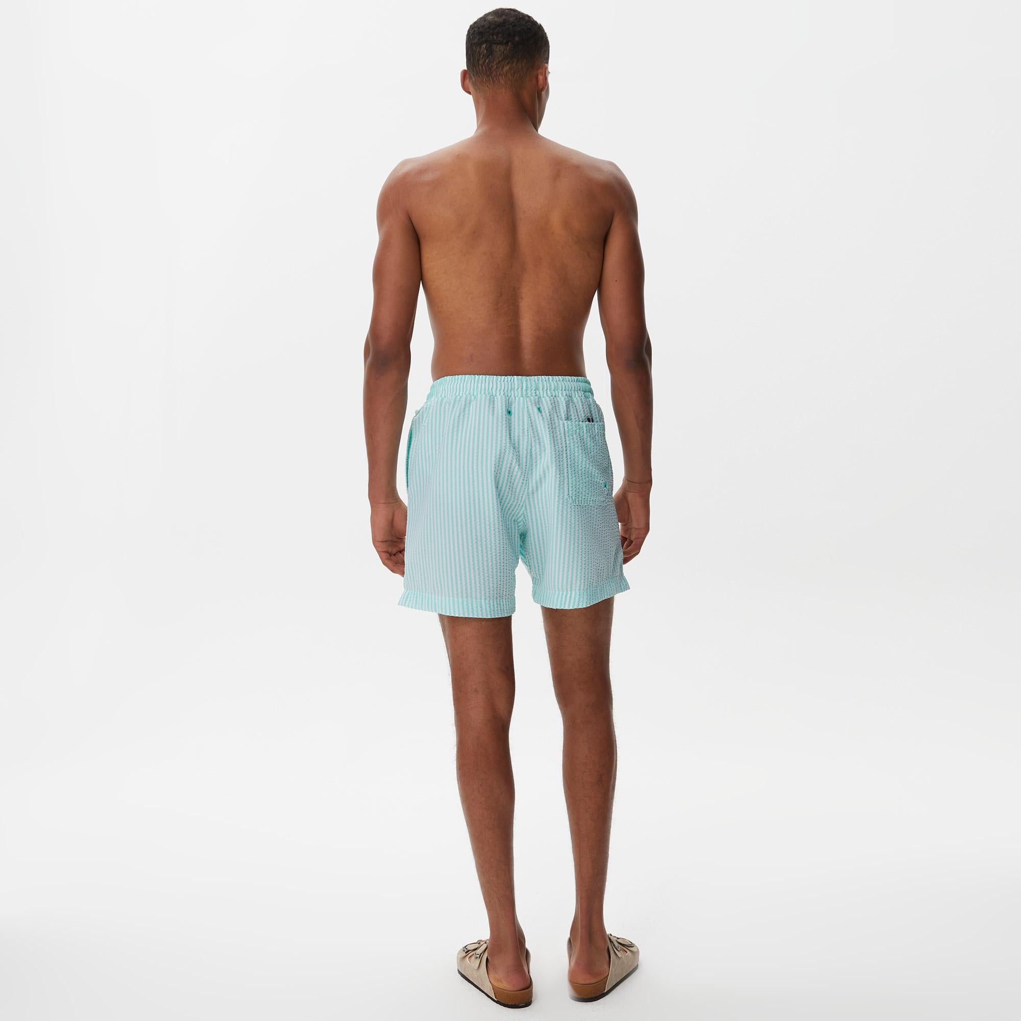 Nautica Erkek Yeşil Çizgili Deniz Şortu