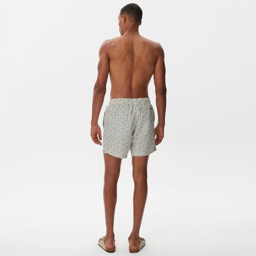  Nautica Erkek Krem Baskılı Mayo Şort