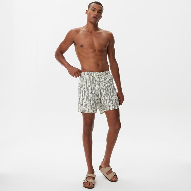  Nautica Erkek Krem Baskılı Mayo Şort