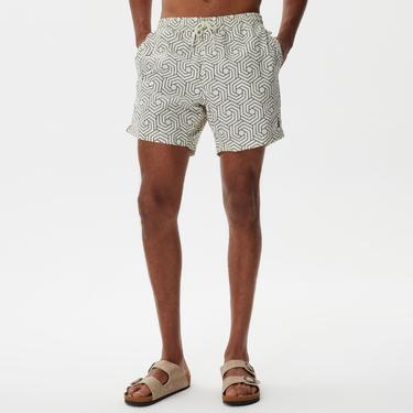  Nautica Erkek Krem Baskılı Mayo Şort