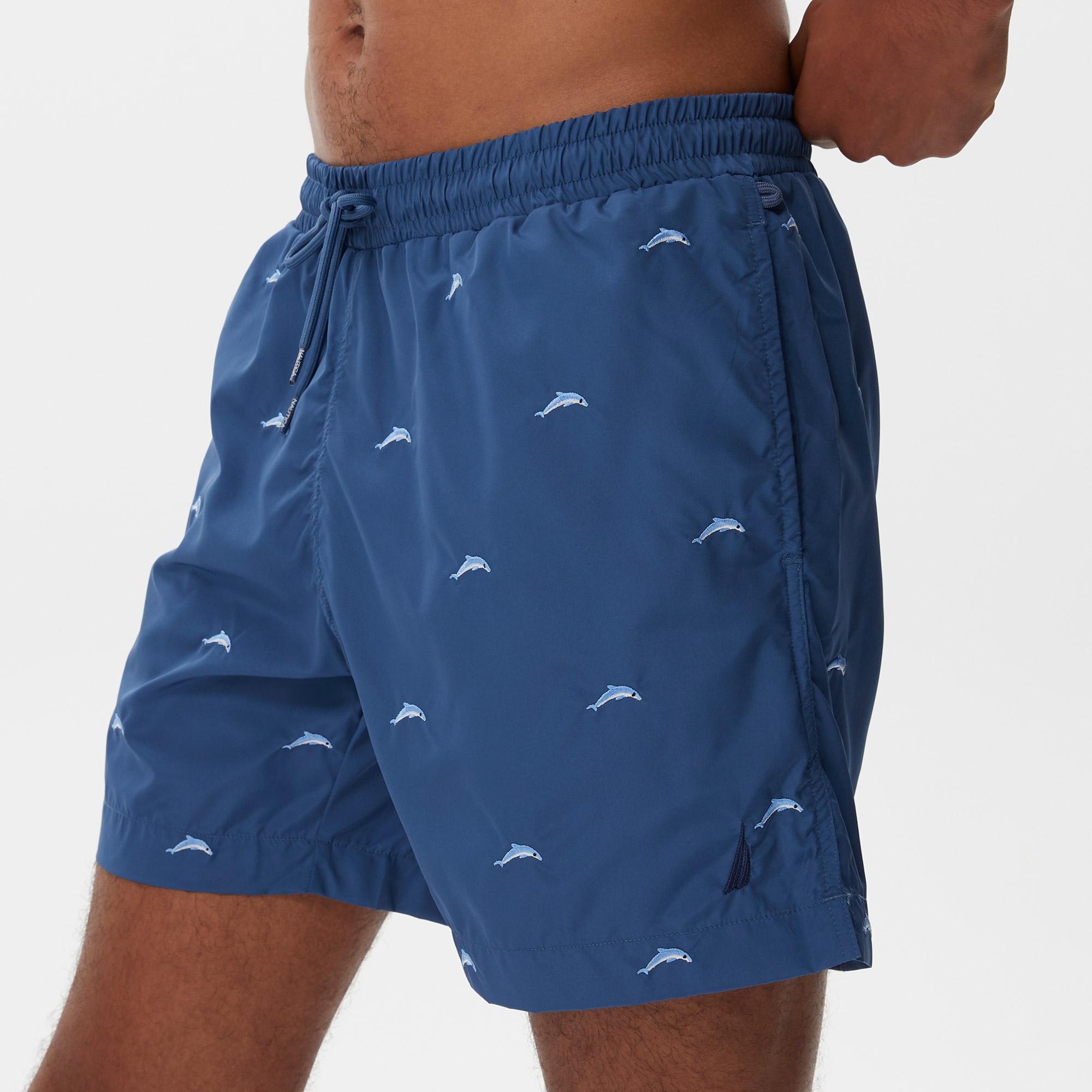 Nautica Erkek Mavi Desenli Mayo Şort