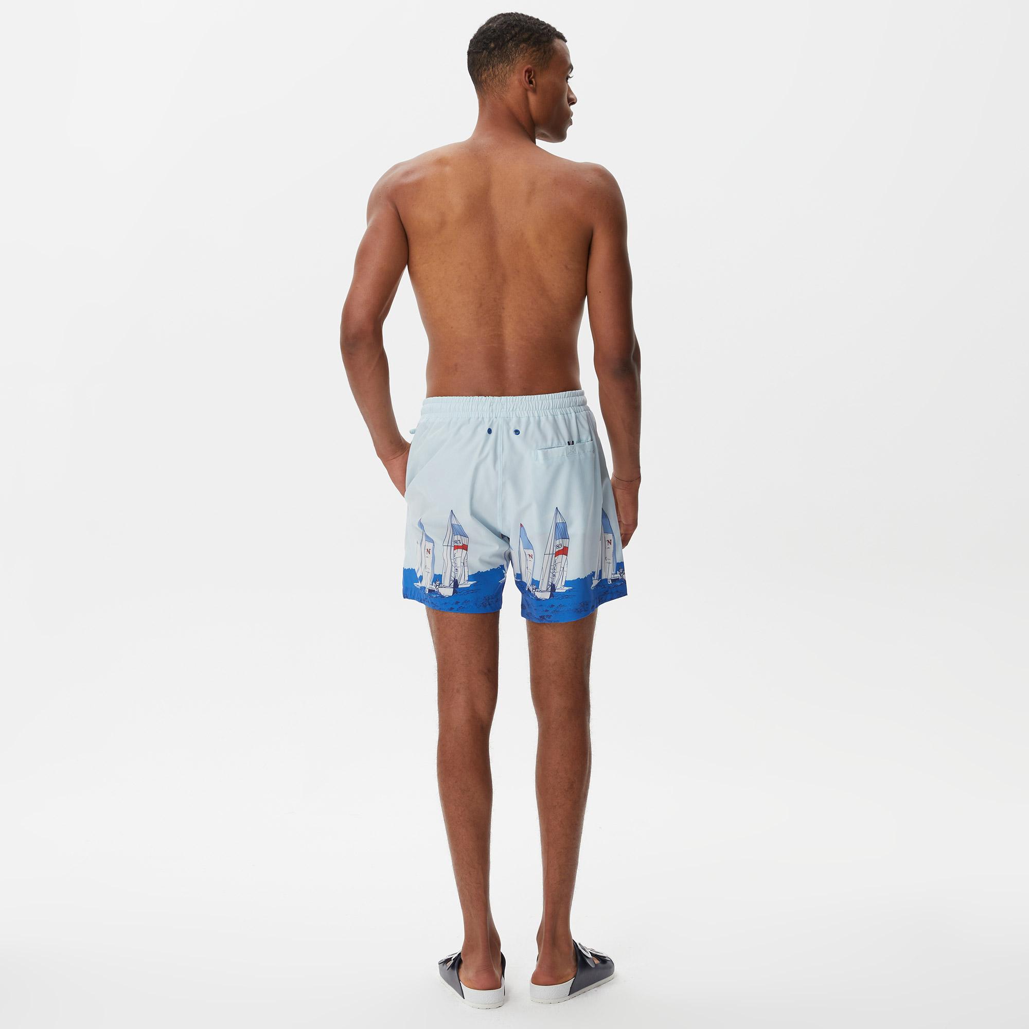 Nautica Erkek Mavi Baskılı Mayo Şort