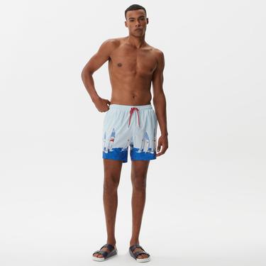  Nautica Erkek Mavi Baskılı Mayo Şort