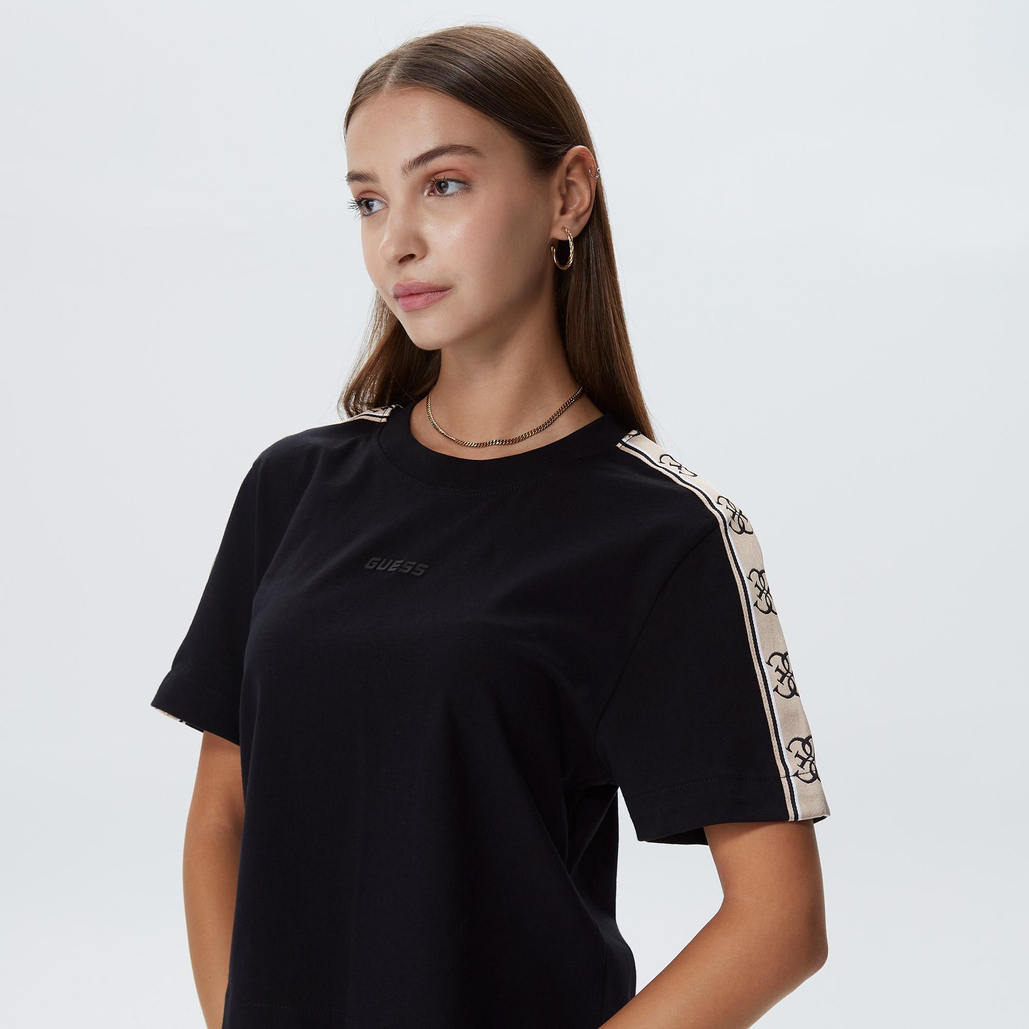 Guess Britney Kadın Siyah Crop T-Shirt