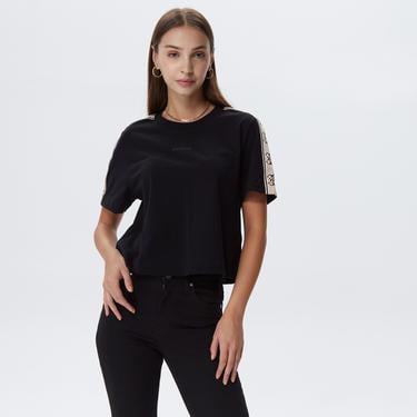  Guess Britney Crop Kadın Siyah T-Shirt